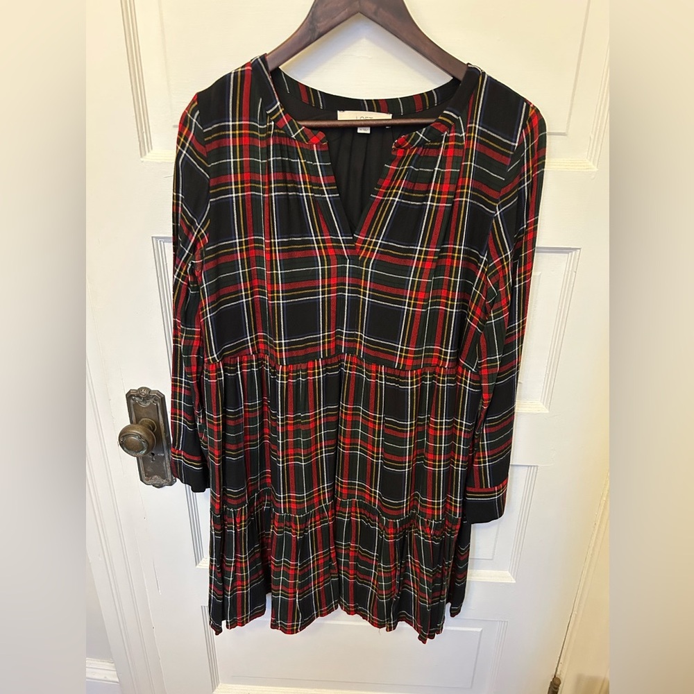 Loft plaid flannel mini dress, worn once, size M